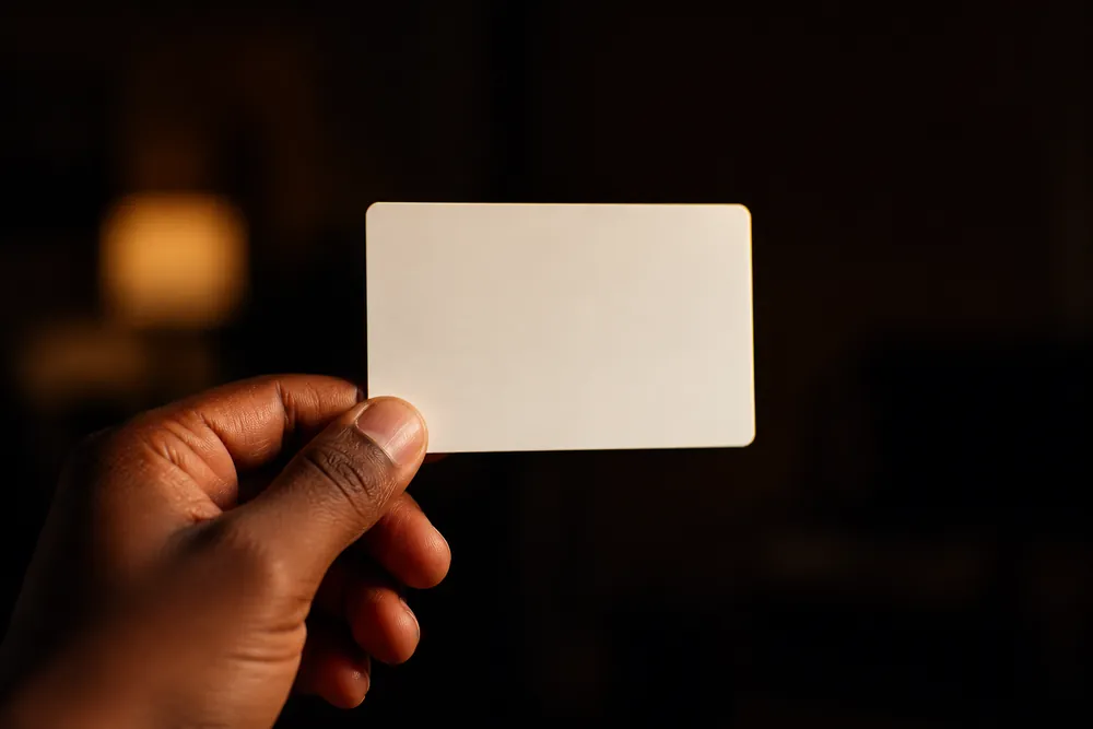 Photo: a hand holds up a gift card